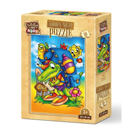 Дървен детски пъзел 16 части Art-Puzzle Пътят до училище