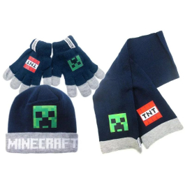 Комплект Minecraft - шал, шапка и ръкавици