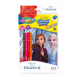 Цветни моливи 12 +1 цвята и острилка Frozen Disney Colorino