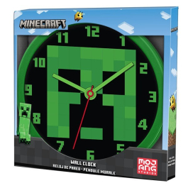 Стенен часовник Minecraft, с надраскан корпус