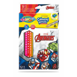 Цветни моливи 12 +1 цвята и острилка The Avengers Disney Colorino