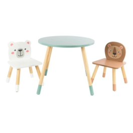 Детска дървена маса с два стола Lion&Bear GYT22701