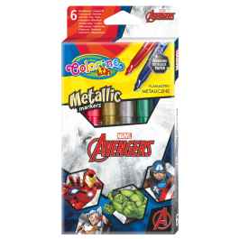 Флумастери The Avengers 6 металик цвята Colorino Disney