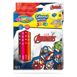 Цветни моливи JUMBO 12 +1 цвята и острилка The Avengers Disney Colorino