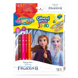 Цветни моливи JUMBO 12 +1 цвята и острилка Frozen Disney Colorino